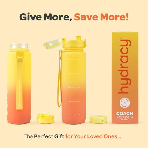 Motivational Water Bottle with Time Marker & Fruit Infuser 32 oz