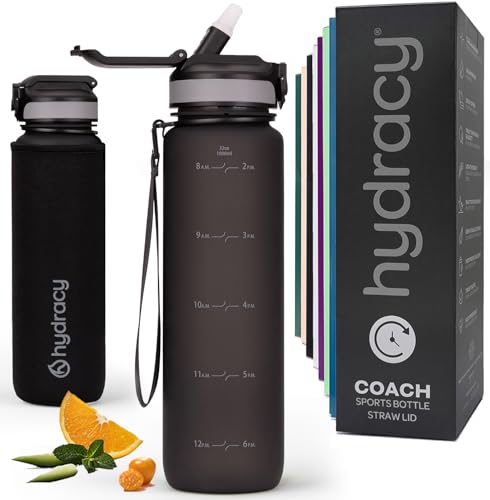 Motivational Water Bottle with Time Marker and Straw Lid 32 oz