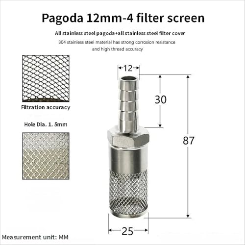 304 Stainless Steel Water Pump Filter Hose End Strainer Barbed Inline Mesh Screen