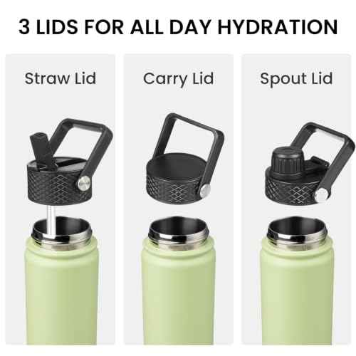 32 oz Insulated Stainless Steel Water Bottle with Straw Lid