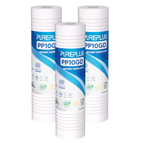 5 Micron 10" x 2.5" Whole House Grooved Sediment Home Water Filter (3 Count)