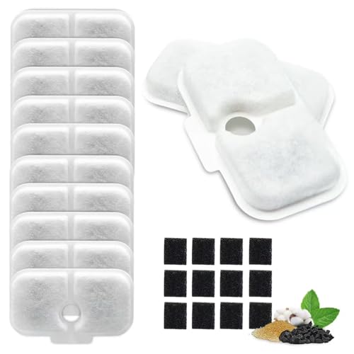 8 Packs Replacement Filters and 8 Pack of Sponges Compatible with PETLIBRO Capsule Pet Water Fountain PLWF005 (8 Count)