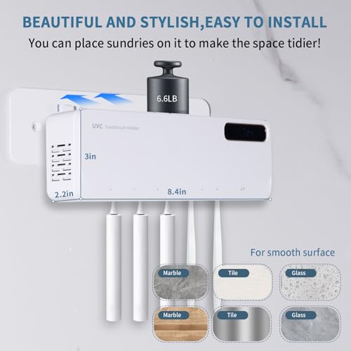 UV Toothbrush Sanitizeri Holder with 99.9% Cleaning