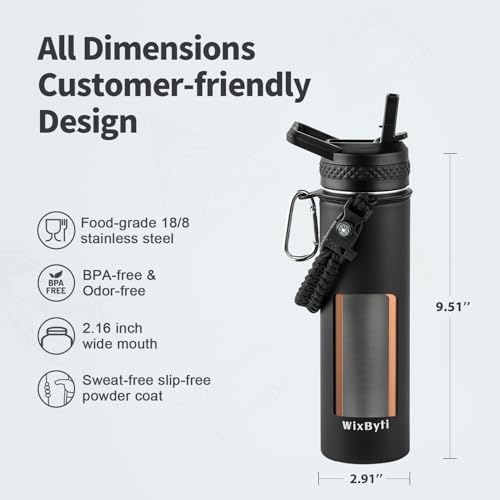 20 oz Insulated Water Bottle with Straw