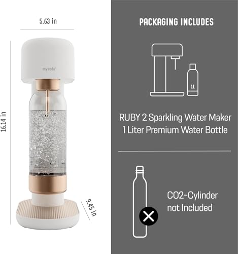 Ruby 2 Silent Soda Maker with1L Bottle