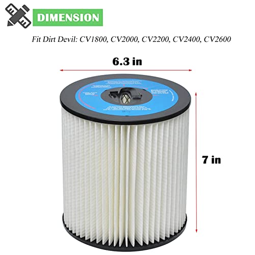 8106 01 Central Vac Filter Replacement Compatible with Dirt Devil CV2000 CV2200 CV2600