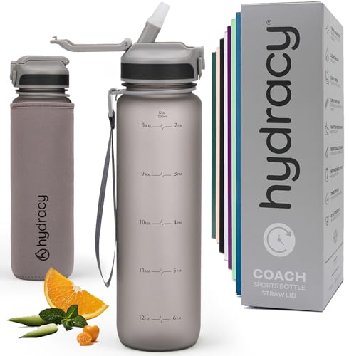 Motivational Water Bottle with Time Marker and Straw Lid 32 oz