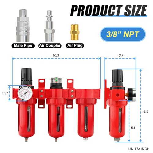 MEANLIN 3 8" NPT 3 Stage Aluminium Air Drying System