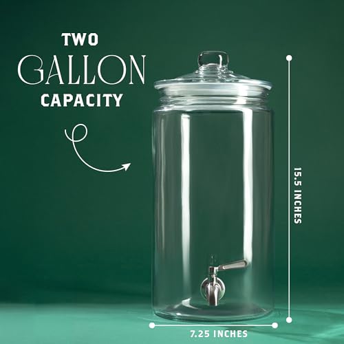 2 Gallon Glass Drink Dispenser with Spout for Parties