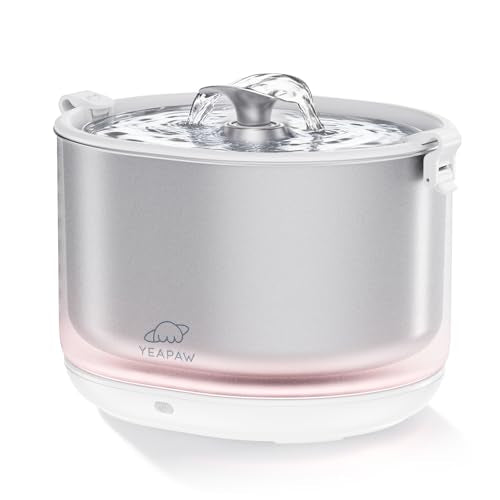 Cat Water Fountain Pumpless Stainless Steel Buckets & Bowl Wireless Pet Water Fountain 2.5L Water Fountains for Cats Indoor Dispenser Easy to Clean BPA