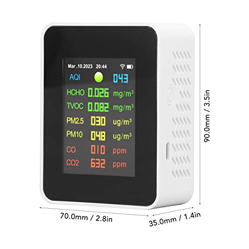 Multifunction Air Quality Tester Color Screen Indoor Pollution Sensor Formaldehyde and PM2.5 Detector for Home Office