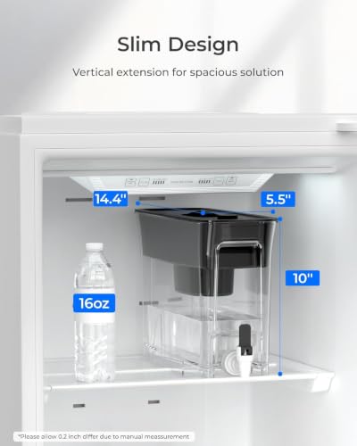 WFD-40L-L Water Filter Dispenser with 3 Filters, 35-Cup Large Capacity, 200-Gallon Long-Life, Faster Filtration, Reduces Chlorine, PFOA/PFOS and More, BPA Free, Black