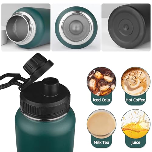 32oz Metal Sports Insulated Water Bottle with 2 Lids
