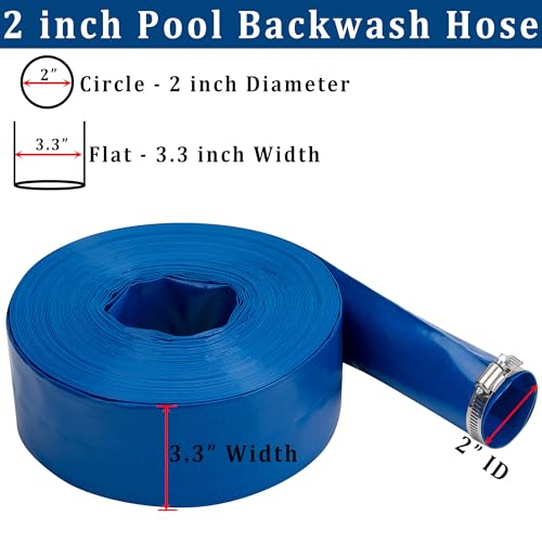 2 in x 50 ft Pool Backwash Hose Heavy Duty Drain Discharge Vinyl Hoses (50 Foot)