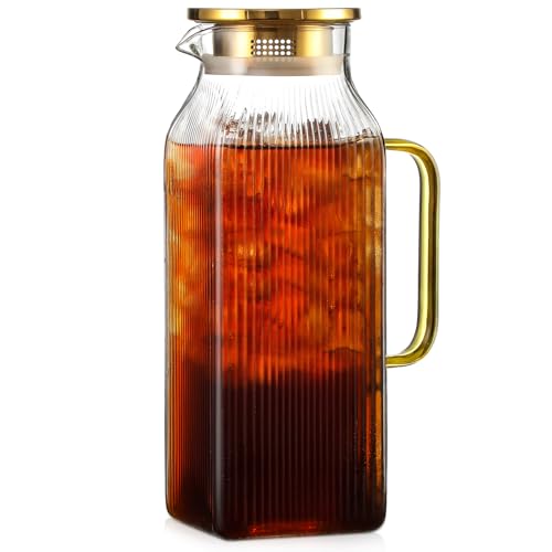 2 Liter 68 oz Square Glass Pitcher with Lid