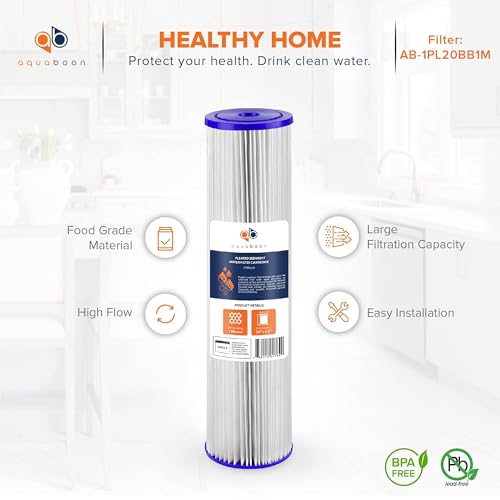 1 Micron Whole House Pleated Sediment Water Filter Cartridge 20x4.5 Well Filter Replacement Compatible with ECP5 (4 Count)