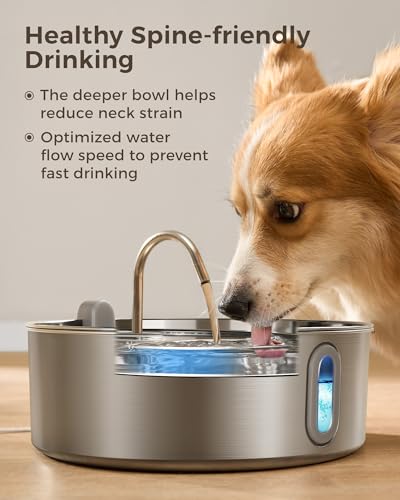 7L 236oz Stainless Steel Dog Water Fountain for Large Dogs