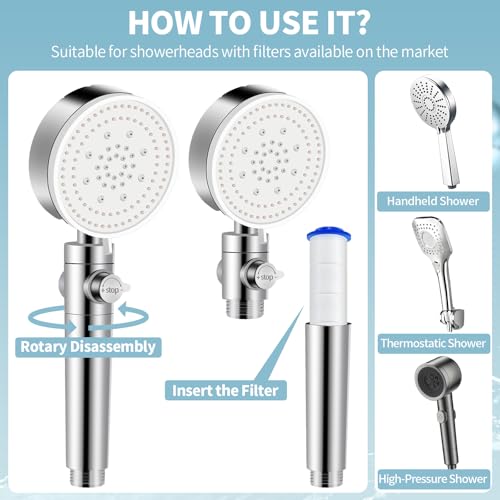 20 Pack Shower Filter Shower Head Filter PP Cotton Filter Handheld (20 Count)