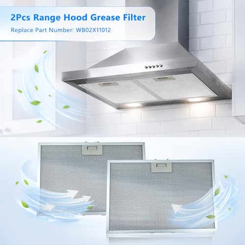 2Pcs WB02X11012 Range Hood Grease Filter 17.5 x 11.6 x 0.35 inches