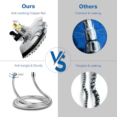 2 in 1 Shower Head with Handheld Combo High Pressure Silver 1.8 GPM