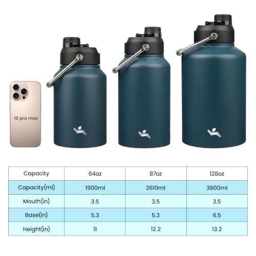 87 oz Insulated Stainless Steel Water Bottle Jug with Handle