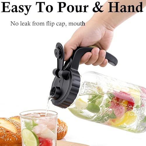 2 Quart Glass Mason Jar Pitcher With Lid 2 Set 64 Oz Wide Mouth Cold Hot Water Pitcher Half Gallon Sun Tea Coffee Jug Carafe For Fridge Lemonade (2 Count)