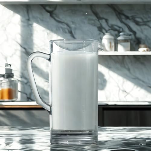 Clear Plastic Pitcher with Lid and Ergonomic Handle