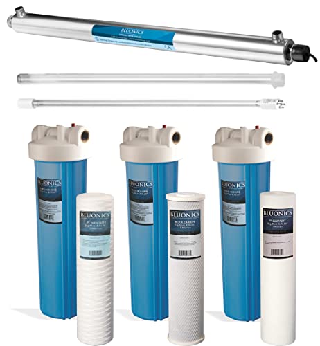 55W UV Ultraviolet Light Plus Sediment and Carbon Well Water Filter Purifier System with NPT 1
