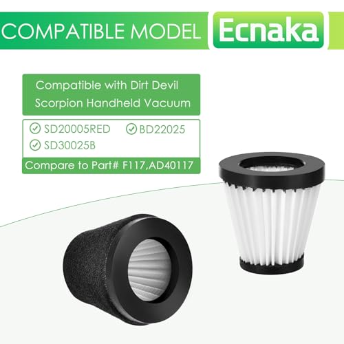 F117 Filter Replacements Compatible with Dirt Devil Scorpion Models SD20005RED SD30025B BD22025