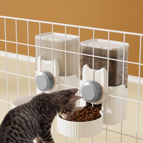 Hanging Cage Auto Pet Food Bowl Water Bottle Dispenser