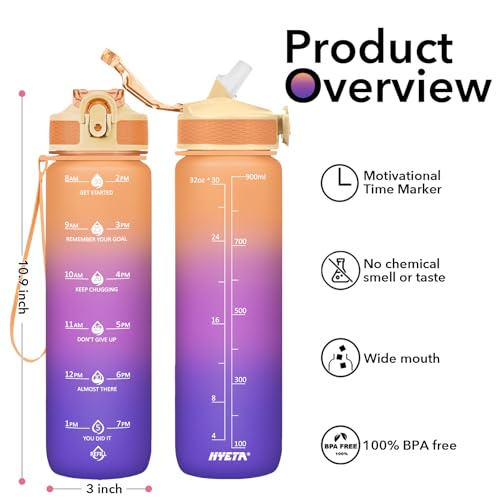Plastic Water Bottle With Straw & Time Marker