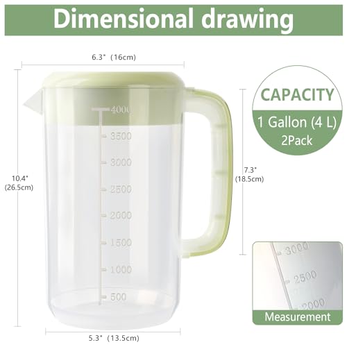 1 Gallon Clear Plastic Pitcher with Lid