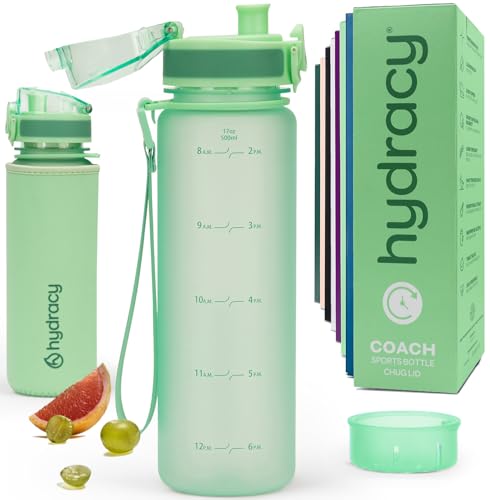 Motivational Water Bottle with Time Marker & Fruit Infuser 17 oz