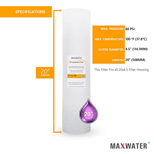10 Micron 20 x 4.5 Sediment Water Filter Replacement Cartridge