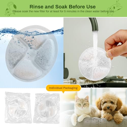 10 Pack Cat Fountain Filter Replacement for Round 2.2L