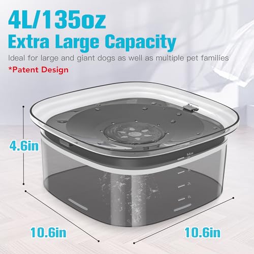 4L Dog Water Bowl No Spill Large Capacity Slow Drinking Water Feeder