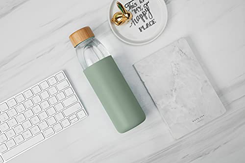 25 Oz Borosilicate Glass Water Bottles with Bamboo Lid