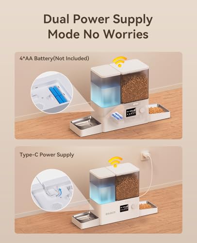 2-in-1 Automatic Cat Feeder & Water Dispenser,WiFi Control Feeding