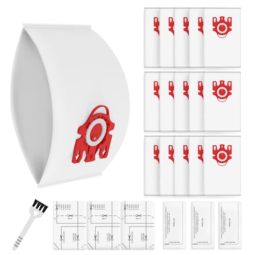 15 Pack 3D Airclean Dust Bags Replacement for Miele FJM Vacuum Compact C2 (15 Count)