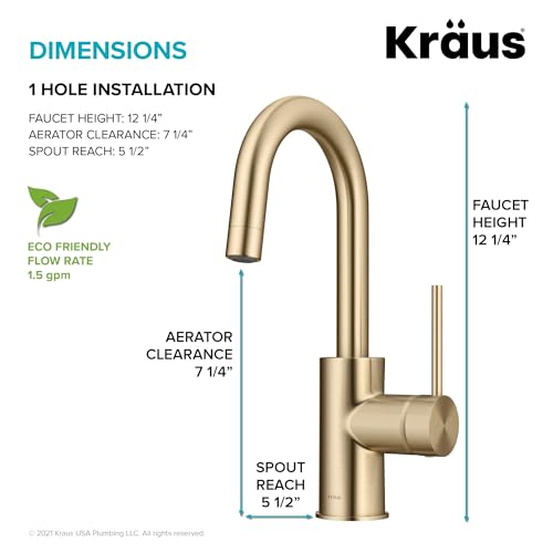 Oletto Single Handle Kitchen Bar Faucet with QuickDock Top Mount Installation Assembly in Spot Free Antique Champagne Bronze