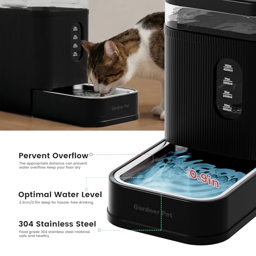 1.7 Gallon Automatic Dog Water Bowl Dispenser 6.5L Gravity Water Feeder with Stainless Steel Bowl & Maifan Stone Filter