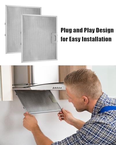 Range Hood Grease Filter Fit for GE JV636H1SS JV535H1BB JV535H1CC JV535H1WW JV535H2WW JV536H1SS (2 Count)