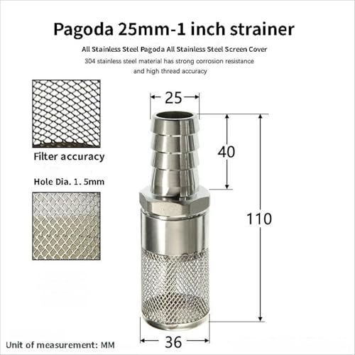 304 Stainless Steel Water Pump Filter Hose End Strainer Barbed Inline Mesh Screen