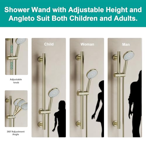 Shower Slide Bar Handheld Shower Head with Hose
