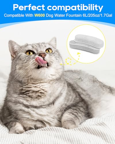 6pc Dog Water Bowl Filter Replacement for W600 Pet Fountain 205oz (6 Count)