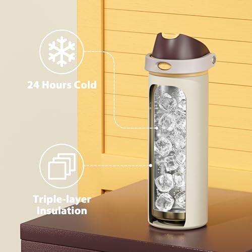 24 oz Insulated Water Bottle with Straw