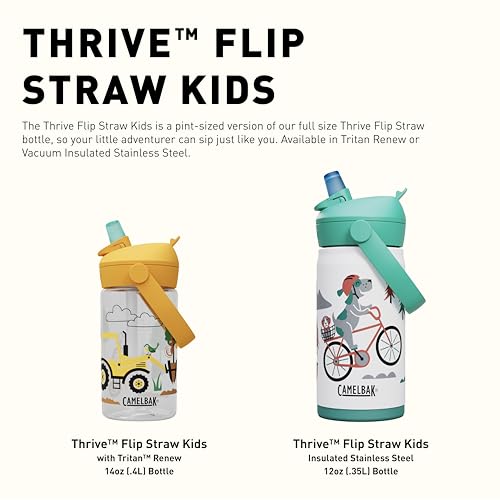 Thrive Flip Straw Kids Stainless Steel Bite Valve Water Bottle