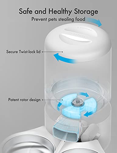 Automatic Cat Food Dispenser for 2 Pets 5L Auto Dog Feeder Dry Food Dispenser with Splitter & 2 Stainless Bowls
