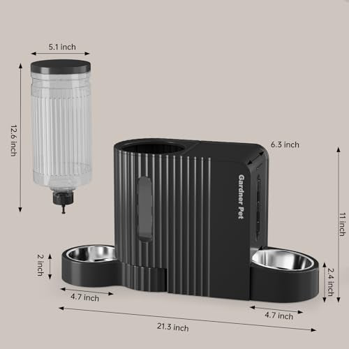 Automatic Gravity Cat Food Feeder and Water Dispenser Stainless Steel Two