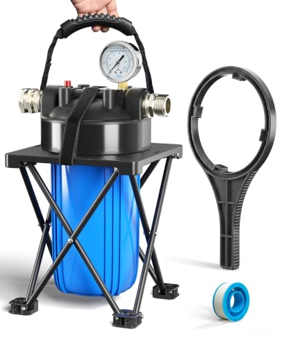 6 Layer RV Water Filter with Stand and Pressure Gauge